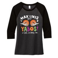 Max Likes Your Yabos In Fact Funny Pumpkin Halloween Scary Women's Tri-Blend 3/4-Sleeve Raglan Shirt