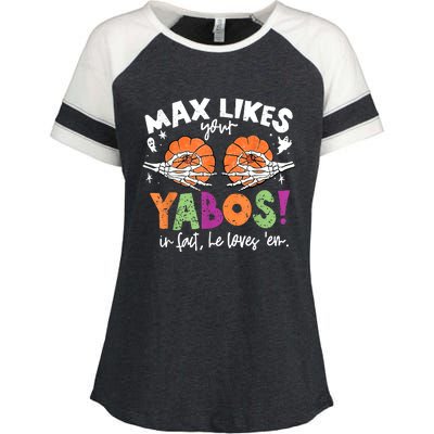 Max Likes Your Yabos In Fact Funny Pumpkin Halloween Scary Enza Ladies Jersey Colorblock Tee