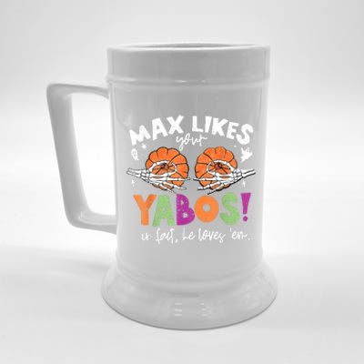 Max Likes Your Yabos In Fact Funny Pumpkin Halloween Scary Beer Stein