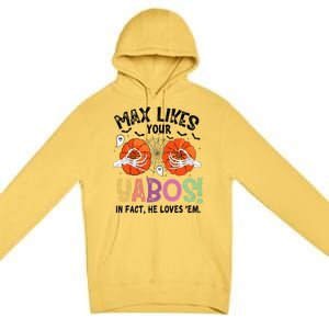 Max Likes Your Yabos In Fact He Loves Em Halloween Funny Boobs Premium Pullover Hoodie