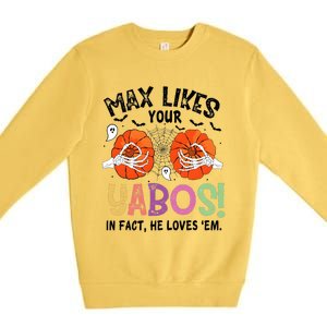 Max Likes Your Yabos In Fact He Loves Em Halloween Funny Boobs Premium Crewneck Sweatshirt