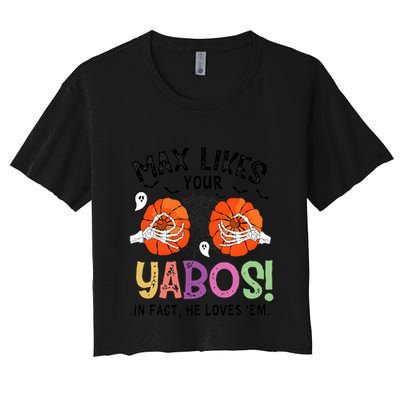Max Likes Your Yabos In Fact He Loves Em Halloween Funny Boobs Crop Top