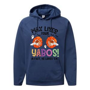 Max Likes Your Yabos In Fact He Loves Em Halloween Funny Boobs Performance Fleece Hoodie