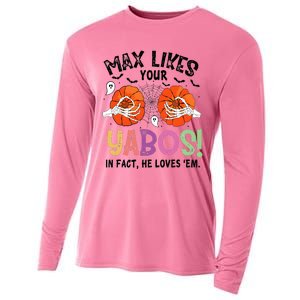 Max Likes Your Yabos In Fact He Loves Em Halloween Funny Boobs Cooling Performance Long Sleeve Crew