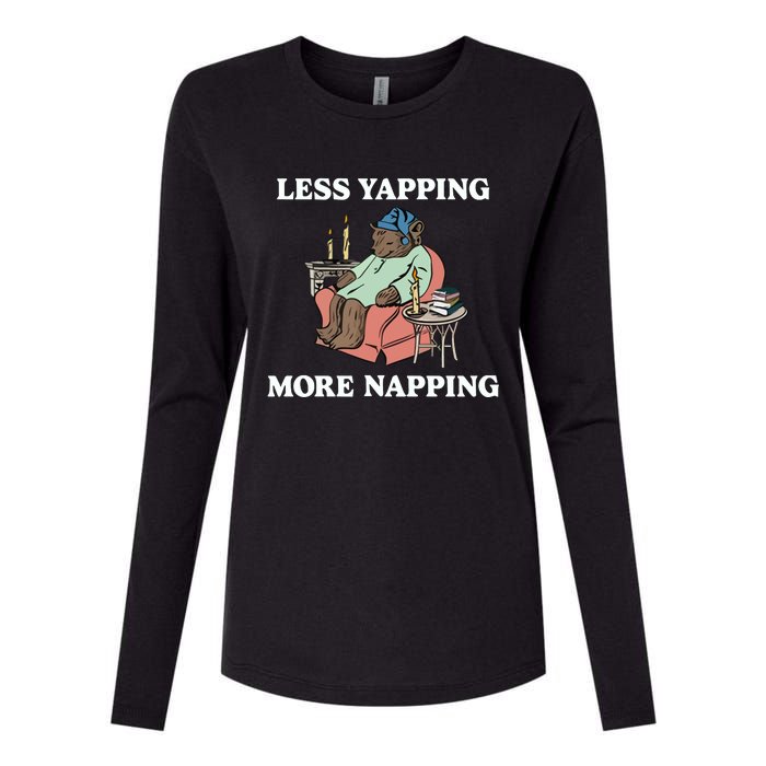 Middleclassfancy Less Yapping More Napping Womens Cotton Relaxed Long Sleeve T-Shirt