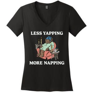 Middleclassfancy Less Yapping More Napping Women's V-Neck T-Shirt