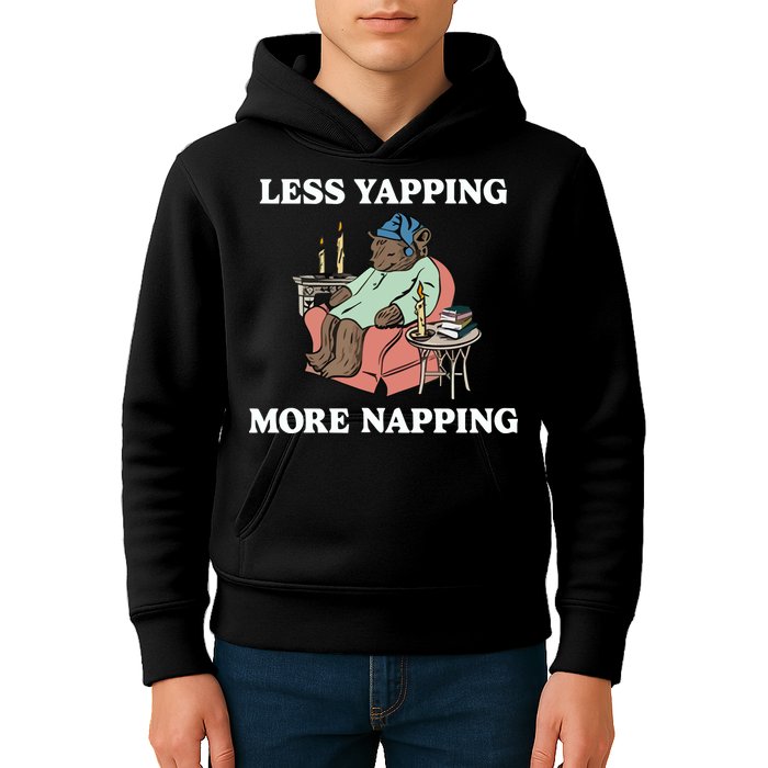 Middleclassfancy Less Yapping More Napping Kids Hoodie