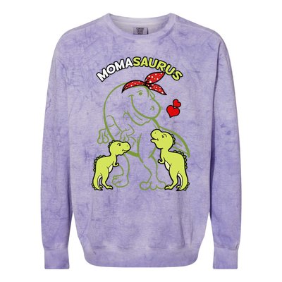 Momasaurus Moma 2 Dinosaur Mommy Mother's Day Colorblast Crewneck Sweatshirt