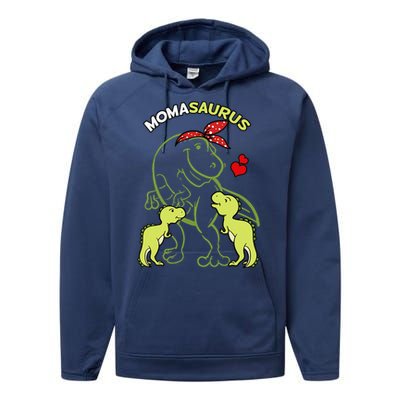 Momasaurus Moma 2 Dinosaur Mommy Mother's Day Performance Fleece Hoodie