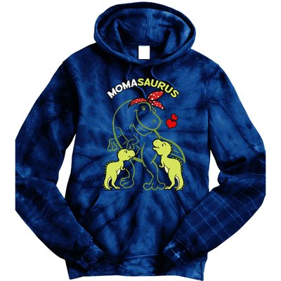 Momasaurus Moma 2 Dinosaur Mommy Mother's Day Tie Dye Hoodie