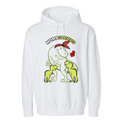 Momasaurus Moma 2 Dinosaur Mommy Mother's Day Garment-Dyed Fleece Hoodie