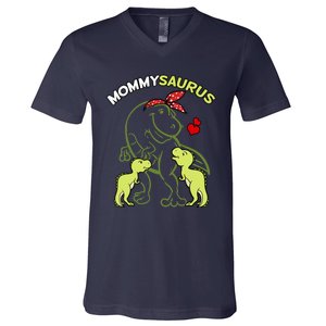 Mommysaurus Mommy 2 Dinosaur Mom Mother's Day V-Neck T-Shirt