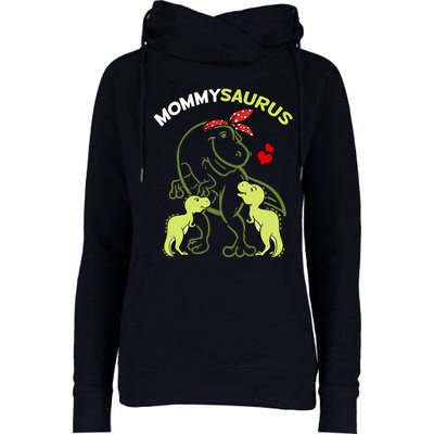 Mommysaurus Mommy 2 Dinosaur Mom Mother's Day Womens Funnel Neck Pullover Hood