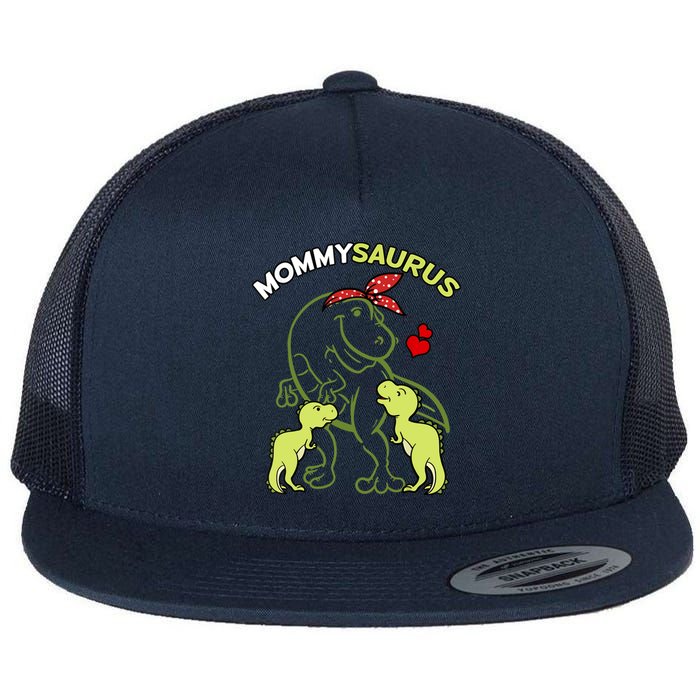 Mommysaurus Mommy 2 Dinosaur Mom Mother's Day Flat Bill Trucker Hat