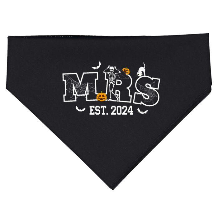 Mrs Mr 2024 Skeleton Couples Matching Wedding Halloween USA-Made Doggie Bandana