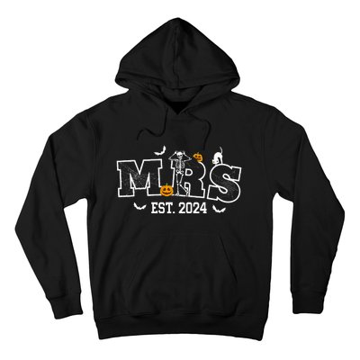 Mrs Mr 2024 Skeleton Couples Matching Wedding Halloween Hoodie