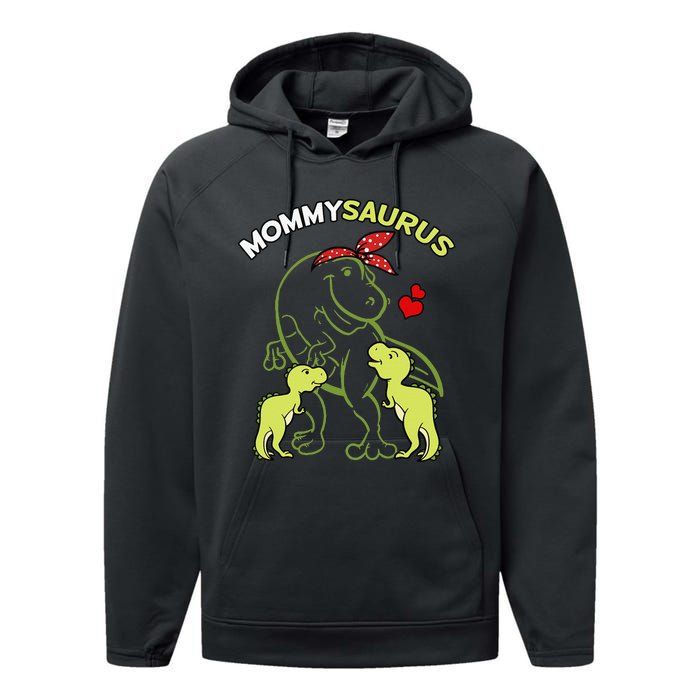 Mommysaurus Mommy 2  Dinosaur Mom Mother's Day Performance Fleece Hoodie