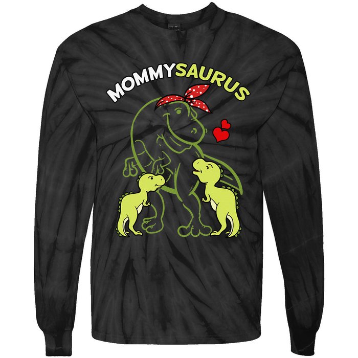 Mommysaurus Mommy 2  Dinosaur Mom Mother's Day Tie-Dye Long Sleeve Shirt