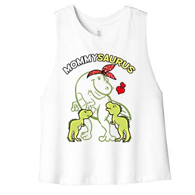 Mommysaurus Mommy 2 Dinosaur Mom Mothers Day Gift Women's Racerback Cropped Tank