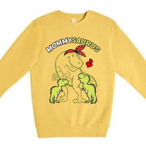 Mommysaurus Mommy 2 Child Dinosaur Mom Mothers Day Premium Crewneck Sweatshirt