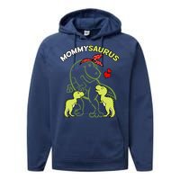 Mommysaurus Mommy 2 Child Dinosaur Mom Mothers Day Performance Fleece Hoodie