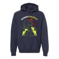 Mommysaurus Mommy 2 Child Dinosaur Mom Mothers Day Premium Hoodie