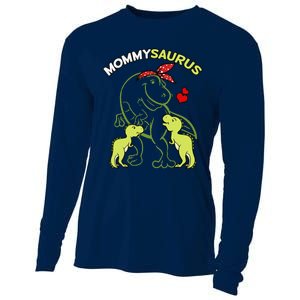 Mommysaurus Mommy 2 Child Dinosaur Mom Mothers Day Cooling Performance Long Sleeve Crew