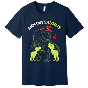 Mommysaurus Mommy 2 Child Dinosaur Mom Mothers Day Premium T-Shirt