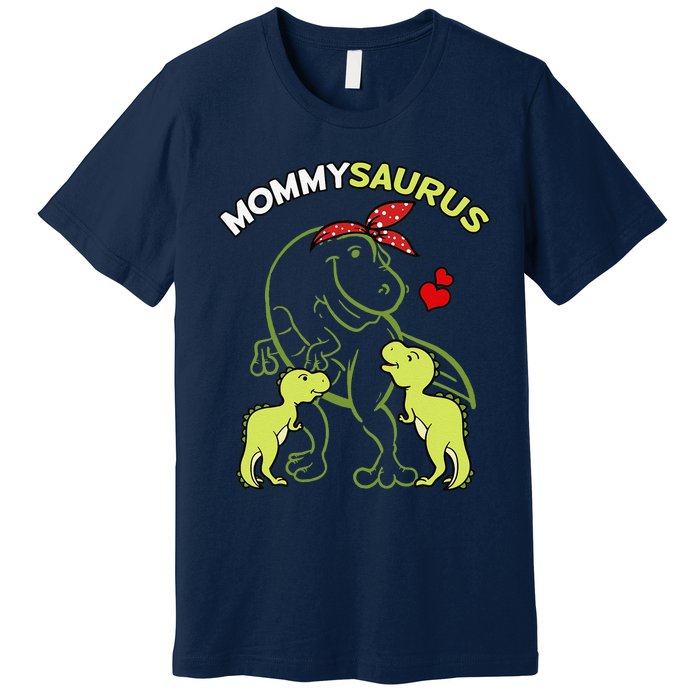 Mommysaurus Mommy 2 Child Dinosaur Mom Mothers Day Premium T-Shirt