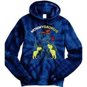 Mommysaurus Mommy 2 Child Dinosaur Mom Mothers Day Tie Dye Hoodie