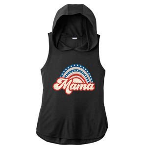 Mama Mini 4th Of July USA Flag Rainbow Mom Daughter Matching Ladies PosiCharge Tri-Blend Wicking Draft Hoodie Tank