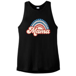 Mama Mini 4th Of July USA Flag Rainbow Mom Daughter Matching Ladies PosiCharge Tri-Blend Wicking Tank