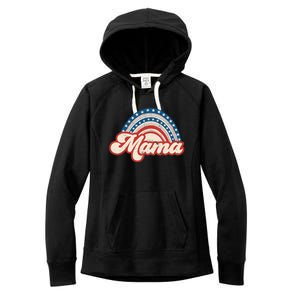 Mama Mini 4th Of July USA Flag Rainbow Mom Daughter Matching Women's Fleece Hoodie