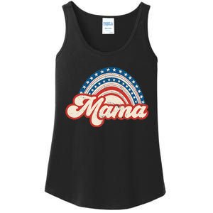 Mama Mini 4th Of July USA Flag Rainbow Mom Daughter Matching Ladies Essential Tank