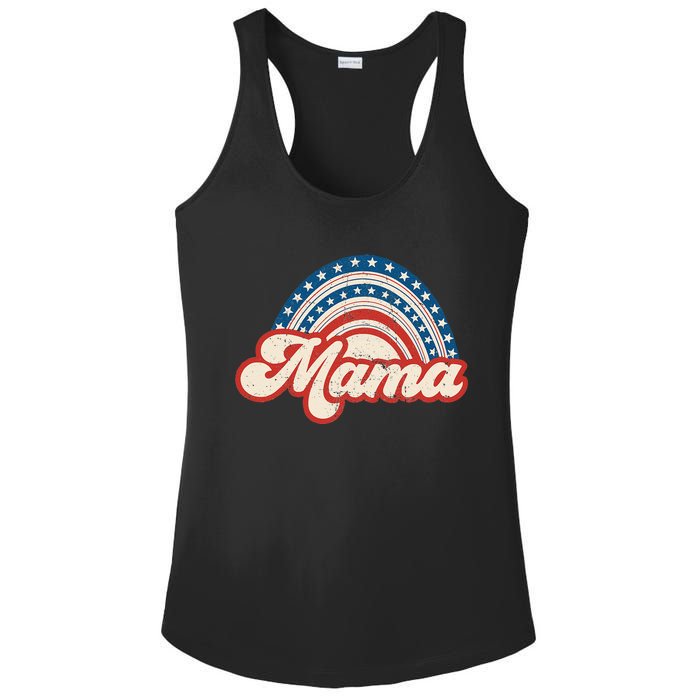 Mama Mini 4th Of July USA Flag Rainbow Mom Daughter Matching Ladies PosiCharge Competitor Racerback Tank