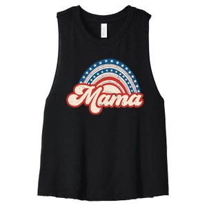 Mama Mini 4th Of July USA Flag Rainbow Mom Daughter Matching Women's Racerback Cropped Tank