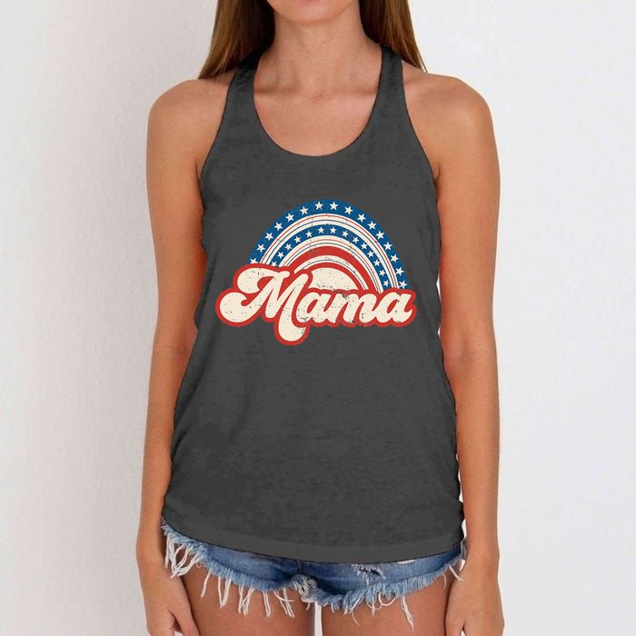 Mama Mini 4th Of July USA Flag Rainbow Mom Daughter Matching Women's Knotted Racerback Tank