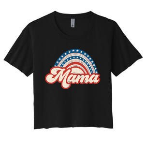 Mama Mini 4th Of July USA Flag Rainbow Mom Daughter Matching Women's Crop Top Tee