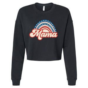 Mama Mini 4th Of July USA Flag Rainbow Mom Daughter Matching Cropped Pullover Crew