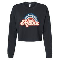 Mama Mini 4th Of July USA Flag Rainbow Mom Daughter Matching Cropped Pullover Crew