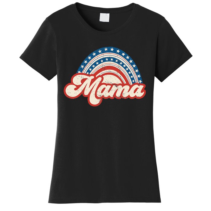 Mama Mini 4th Of July USA Flag Rainbow Mom Daughter Matching Women's T-Shirt