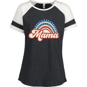 Mama Mini 4th Of July USA Flag Rainbow Mom Daughter Matching Enza Ladies Jersey Colorblock Tee