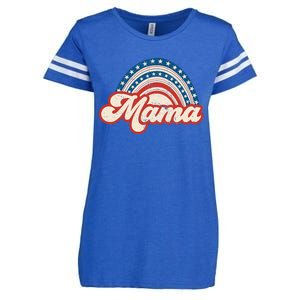 Mama Mini 4th Of July USA Flag Rainbow Mom Daughter Matching Enza Ladies Jersey Football T-Shirt