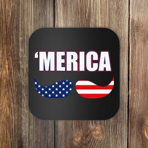 Merica Mustache 4th of July Patriots Coaster