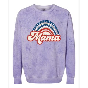 Mama Mini 4th Of July USA Flag Rainbow Mom Daughter Matching Colorblast Crewneck Sweatshirt