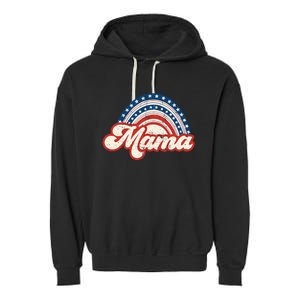 Mama Mini 4th Of July USA Flag Rainbow Mom Daughter Matching Garment-Dyed Fleece Hoodie