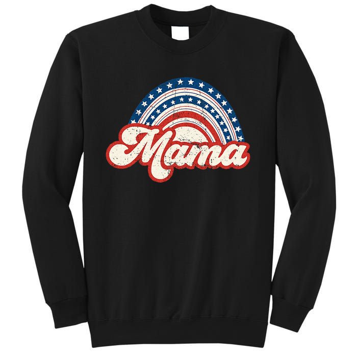 Mama Mini 4th Of July USA Flag Rainbow Mom Daughter Matching Sweatshirt