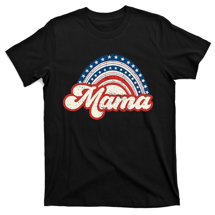 Mama Mini 4th Of July USA Flag Rainbow Mom Daughter Matching T-Shirt