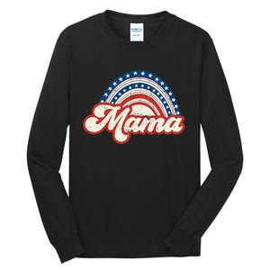 Mama Mini 4th Of July USA Flag Rainbow Mom Daughter Matching Tall Long Sleeve T-Shirt