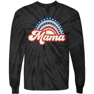 Mama Mini 4th Of July USA Flag Rainbow Mom Daughter Matching Tie-Dye Long Sleeve Shirt